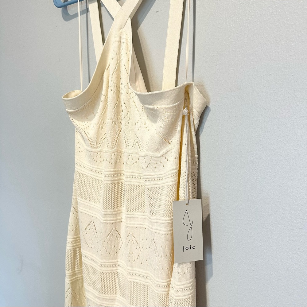 JOIE Ivory Crochet Knit Sleeveless Halter Midi Dress, NWT, Large - Picture 4 of 7